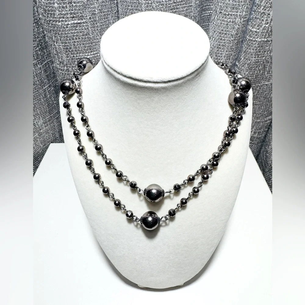Candie’s Gunmetal Beaded Necklace NWT
